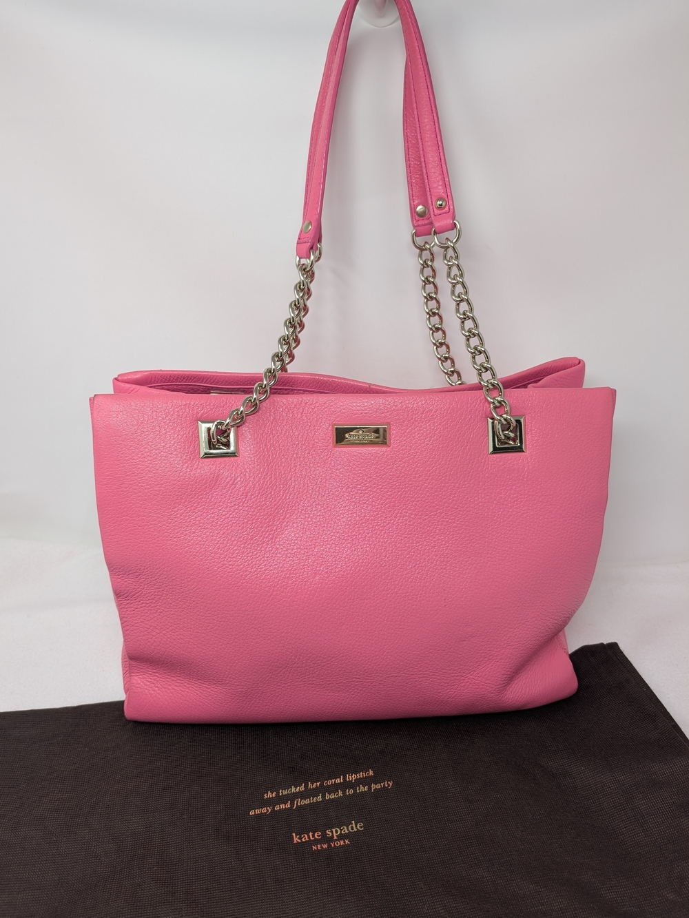 Women's Kate Spade New York Pink Pebbled Leather Shoulder Handbag w/Dust Bag